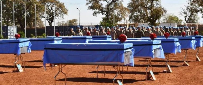 Cercueils 10 soldats tchadiens tués Aghél Hoc