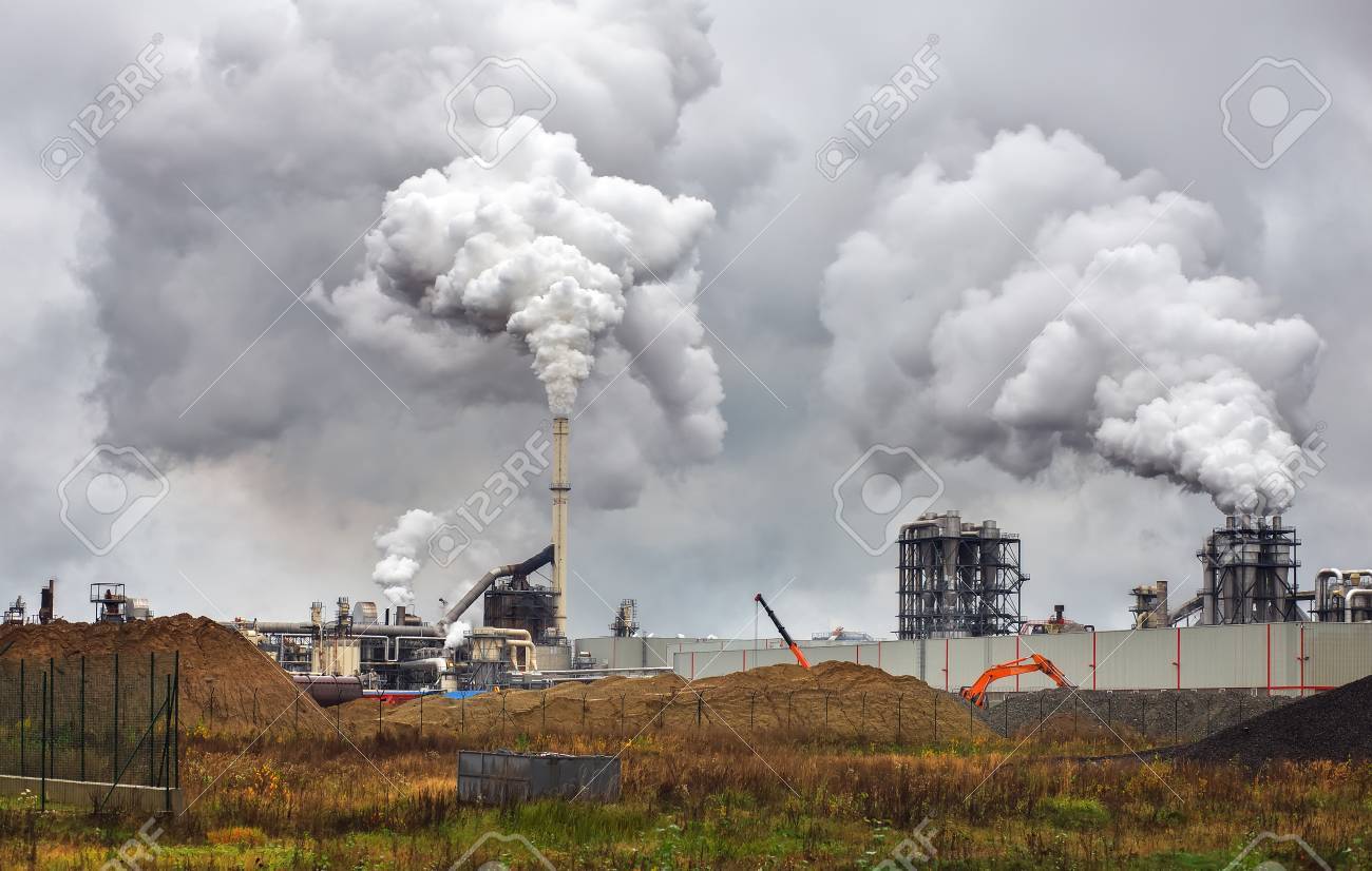 Atmospheric Air Pollution From Industrial Smoke Now. Pipes Steel