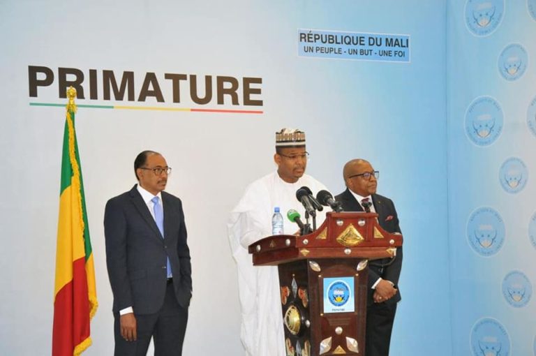 Conférence coronavirus_premier ministre Boubou Cissé_ministre Michel sidibé