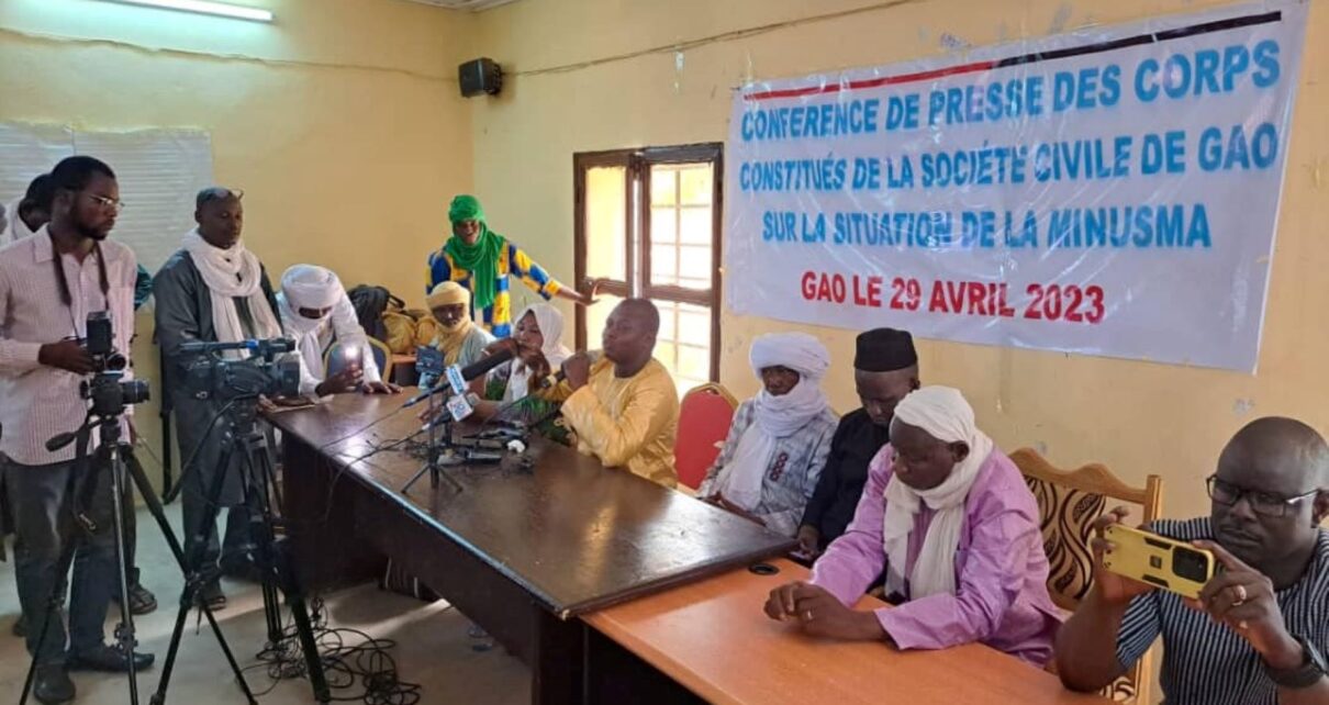 Déclaration des corps constitués de la société civile de Gao a l’issue de la conférence de presse sur le maintien de la Minusma au Mali , de ce samedi 29 avril 2023