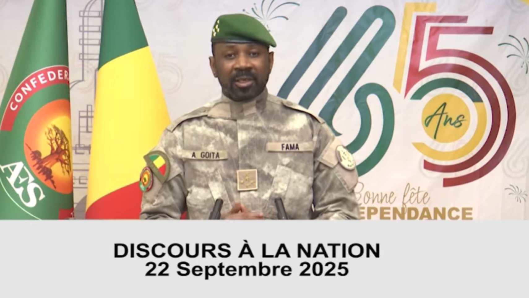 Au moment où nous célébrons le 65ème anniversaire de l'accession de notre pays à la souveraineté internationale, je tiens à saluer les efforts constants de notre outil diplomatique pour faire respecter, par un nombre croissant de partenaires, les principes constitutionnels qui guident l'action publique et la politique extérieure du Mali.