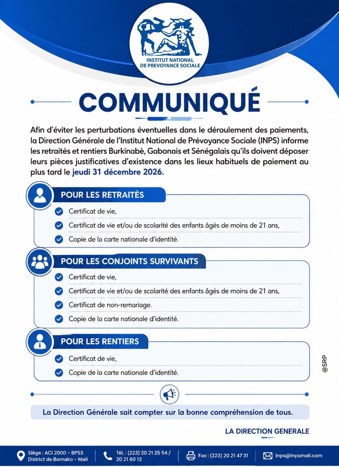 INPS Communiqué
